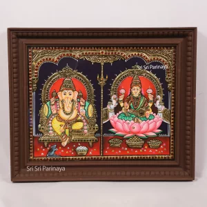 Ganesha Lakshmi Tanjore Painting